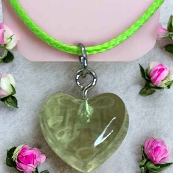 Alaska Wild Rose Designs Other - Acrylic Green Heart Necklace With Green 16” Cord & 2” Ext Heart & Love